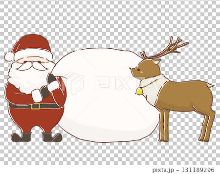 聖誕老人和他的馴鹿帶著一袋禮物的插圖 131189296