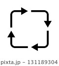 4本の黒矢印が循環する角丸四角形のベクターイラスト素材 131189304