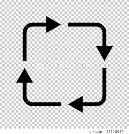 帶有四個黑色箭頭循環的圓角矩形的向量插圖 帶有四個黑色箭頭循環的圓角矩形的向量插圖 131189304