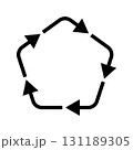 5本の黒矢印が循環する角丸五角形のベクターイラスト素材 131189305