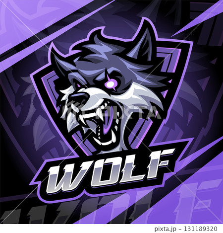 Wolf head esport mascot logo design 131189320