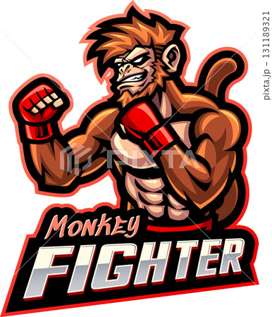 Monkey fighter esport mascot 131189321