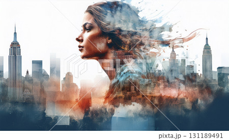 水彩で描いたニューヨーク 131189491