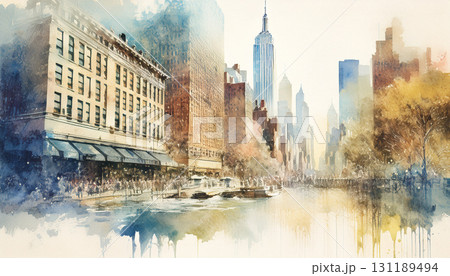 水彩で描いたニューヨーク 水彩で描いたニューヨーク 131189494