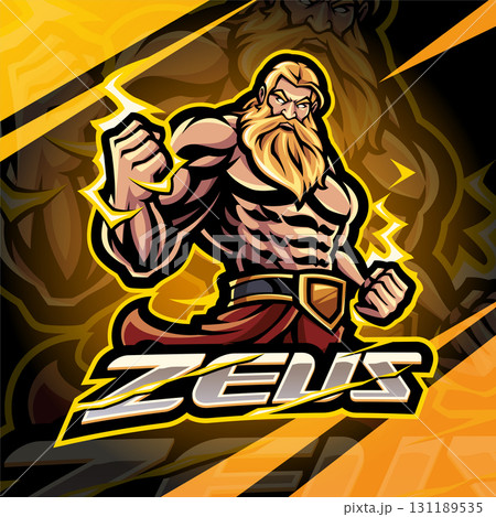 Zeus god esport mascot logo design 131189535
