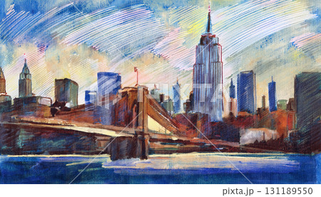 水彩で描いたニューヨーク 131189550