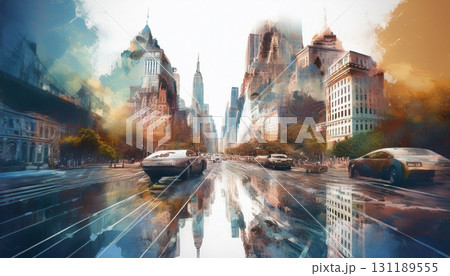 水彩で描いたニューヨーク 131189555