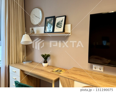 Modern and stylish interior in a new apartment 131190075