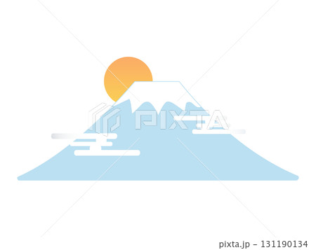雲ありの富士山と日の出 雲ありの富士山と日の出 131190134