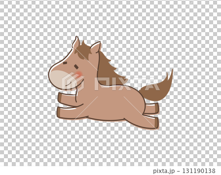 A simple, cute, and rough horse illustration 131190138