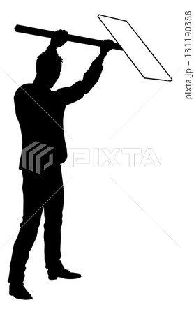 Protest Rally March Picket Sign Silhouette Person 131190388