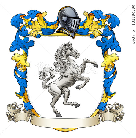 Coat of Arms Crest Horse Heraldic Medieval Shield Coat of Arms Crest Horse Heraldic Medieval Shield 131190390