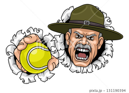 Drill Instructor Sergeant Bootcamp Tennis Mascot 131190394