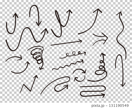 A set of simple arrow illustrations - thick lines and black A set of simple arrow illustrations - thick lines and black 131190549