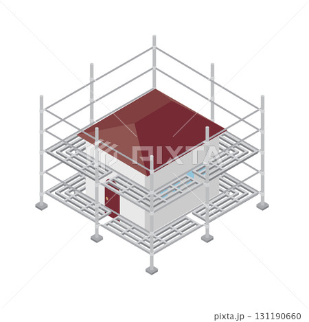 家を囲う建設用足場(アイソメトリックイラスト) 家を囲う建設用足場(アイソメトリックイラスト) 131190660