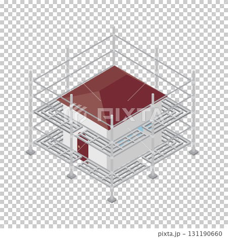 家を囲う建設用足場(アイソメトリックイラスト) 家を囲う建設用足場(アイソメトリックイラスト) 131190660