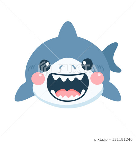 Illustration of Cute Cartoon Great White Shark Illustration of Cute Cartoon Great White Shark 131191240