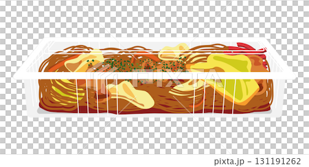 フードパックに入れた焼きそばのイラスト 131191262