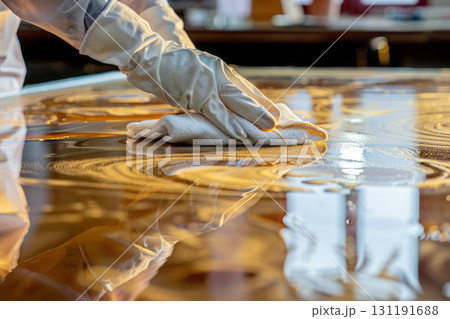 Close-up of hands polishing a shiny surface Close-up of hands polishing a shiny surface 131191688