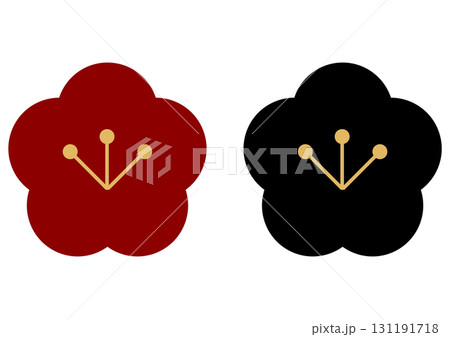 梅の花アイコンセット（赤と黒） 131191718
