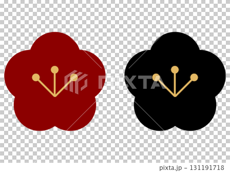 梅の花アイコンセット（赤と黒） 131191718