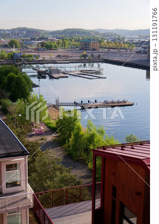 Floating swimming pools with sauna at Allmanna harbour bath in Frihamnen, Gothenburg, Sweden, sunny day Floating swimming pools with sauna at Allmanna harbour bath in Frihamnen, Gothenburg, Sweden, sunny day 131191766