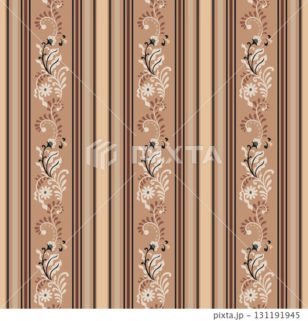 Ornamental Rust Striped Floral Motif Ornamental Rust Striped Floral Motif 131191945