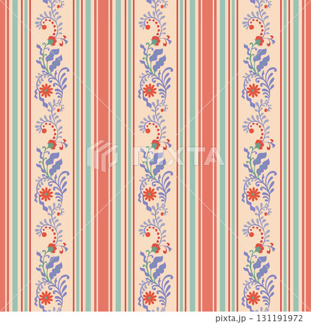 Striped Botanical Floral Seamless Pattern Striped Botanical Floral Seamless Pattern 131191972