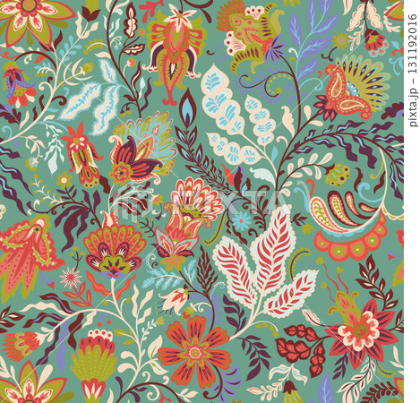 Detailed Folk Floral Seamless Pattern 131192016