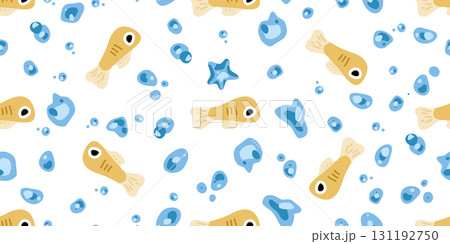 Seamless Yellow Fish Bubble Pattern Seamless Yellow Fish Bubble Pattern 131192750
