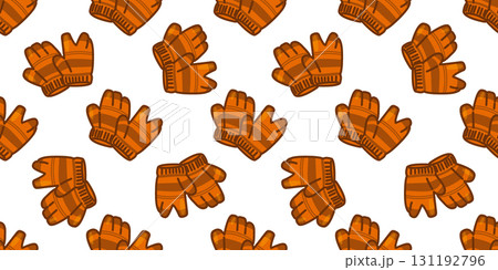 Seamless Orange Winter Glove Pattern 131192796