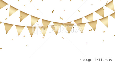 Beautiful golden party flag background vector for celebration. 131192949