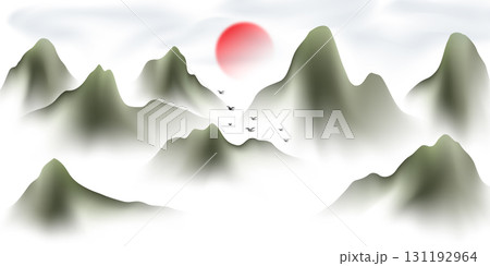 Modern design vector illustration of beautiful Chinese ink landscape painting. Modern design vector illustration of beautiful Chinese ink landscape painting. 131192964