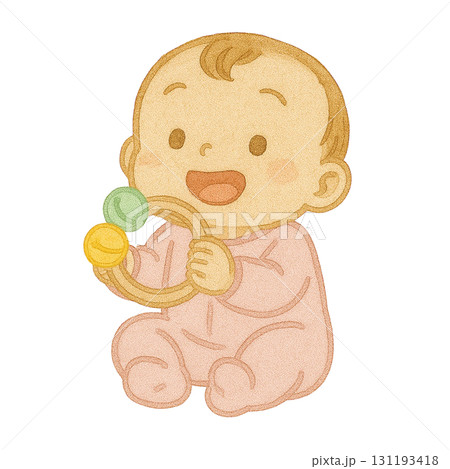 おもちゃで遊ぶ赤ちゃんのイラスト 131193418