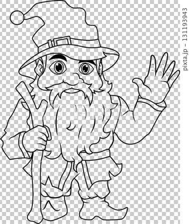 Friendly Wizard Greeting Line Art 131193943
