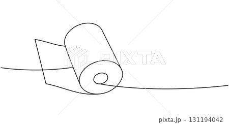 Soft roll one line continuous drawing. Kitchen towel roll. Vector illustration Soft roll one line continuous drawing. Kitchen towel roll. Vector illustration 131194042