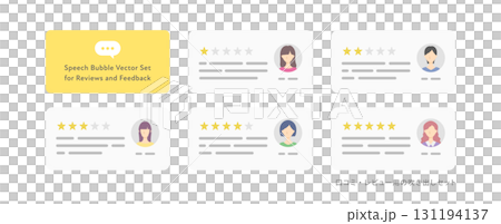 口碑評論的語音氣泡和星級評定插圖集（向量） 131194137