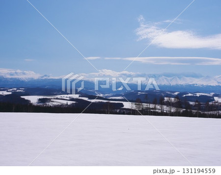 残雪の北海道旭川市　就実の丘からの展望 131194559