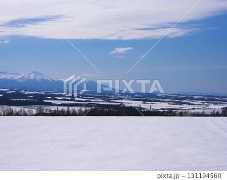 残雪の北海道旭川市　就実の丘からの展望 131194560