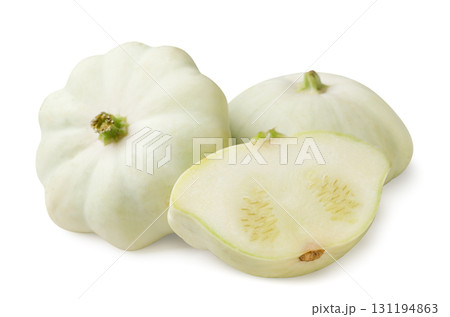 Mini squash and half close-up on a white. Isolated Mini squash and half close-up on a white. Isolated 131194863