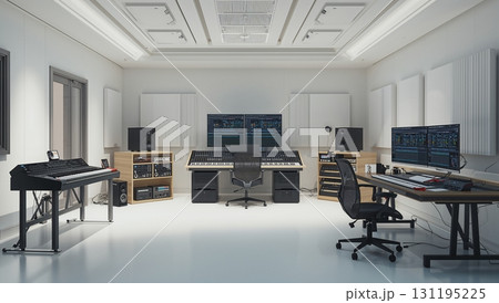 音響機材が並ぶ本格スタジオのデジタルイラスト 音響機材が並ぶ本格スタジオのデジタルイラスト 131195225
