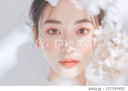 美しい美白女性・スキンケア 131195492