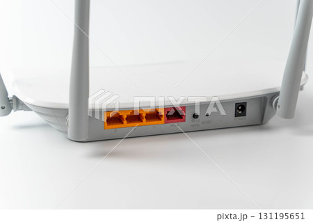 Wi-fi router back panel showing ethernet wan lan ports 131195651