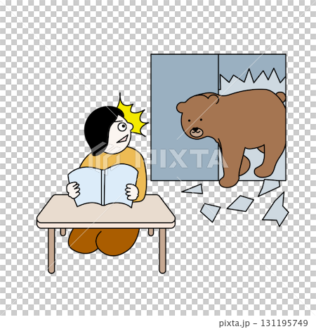 民家に押し入る熊のイラスト 民家に押し入る熊のイラスト 131195749