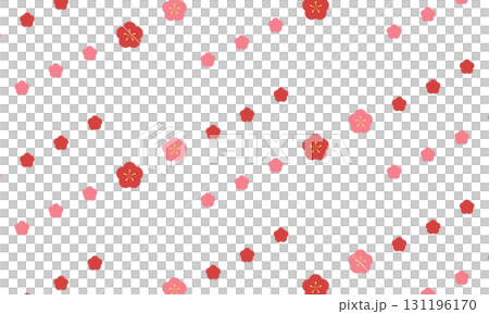 Diagonal border pattern of pink and red plum blossoms 131196170