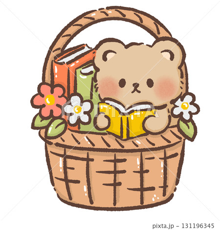 Cute Bear inside a fall flower basket Cozy Kawaii Illustration for Children Story time Autumn Dessert Design Kids Books Educational Materials Greeting Cards Sticker Cute Bear inside a fall flower basket Cozy Kawaii Illustration for Children Story time Autumn Dessert Design Kids Books Educational Materials Greeting Cards Sticker 131196345