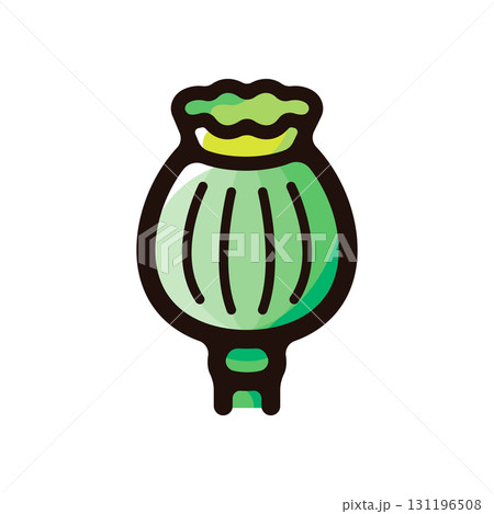 ケシの実、アヘン、オピウムのイラストアイコン（社会問題・薬物・ドラッグ素材） 131196508