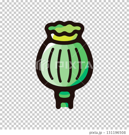 ケシの実、アヘン、オピウムのイラストアイコン（社会問題・薬物・ドラッグ素材） 131196508