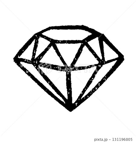 ダイヤモンドのはんこ風モノクロイラスト 131196805