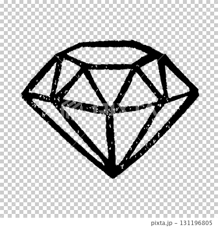 ダイヤモンドのはんこ風モノクロイラスト 131196805